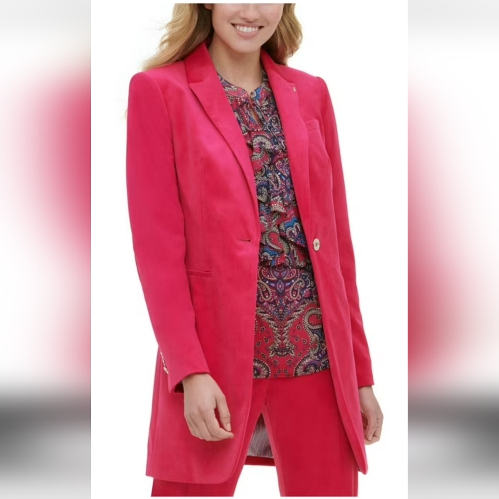Like New Tommy Hilfiger G-III Pink Blazer Coat Modern Silhouette